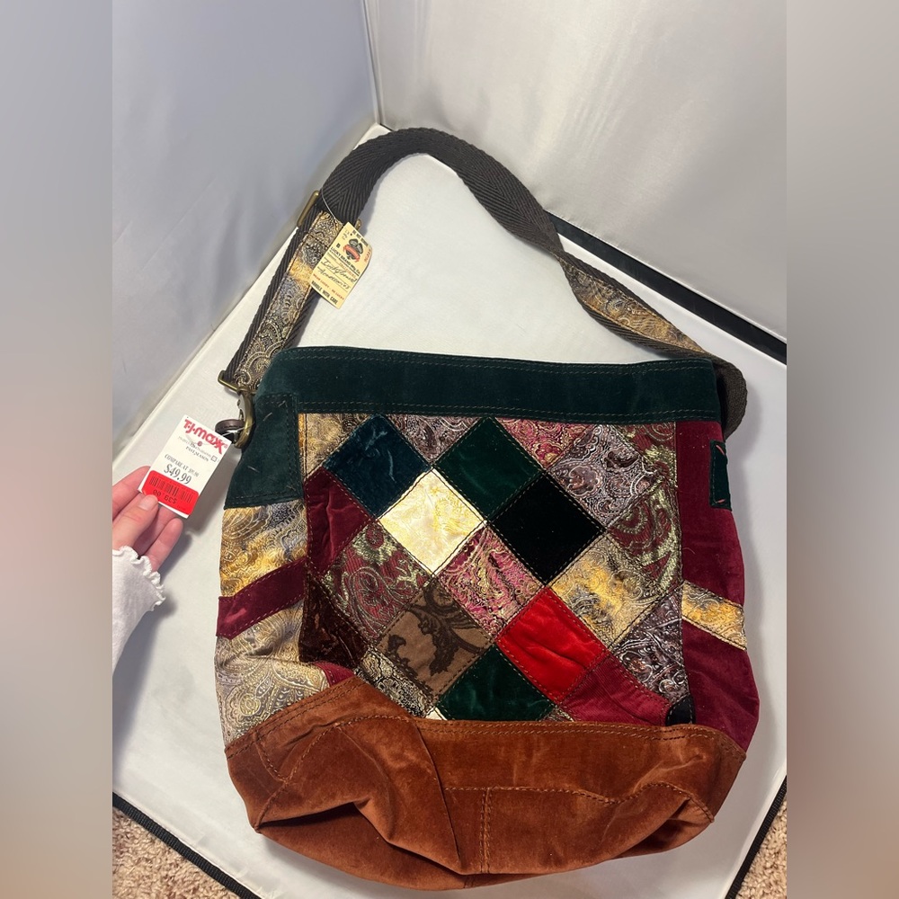 NWT Lucky Brand Leather Exterior Quilted Bags Patchwork Shoulder Bag